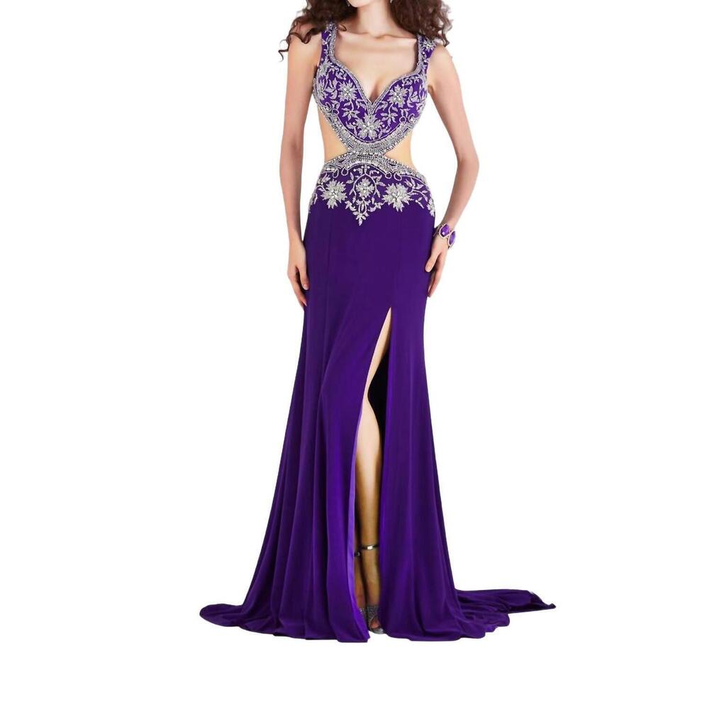 NEW ANGELA & ALISON sparkling prom dress in majestic purple
